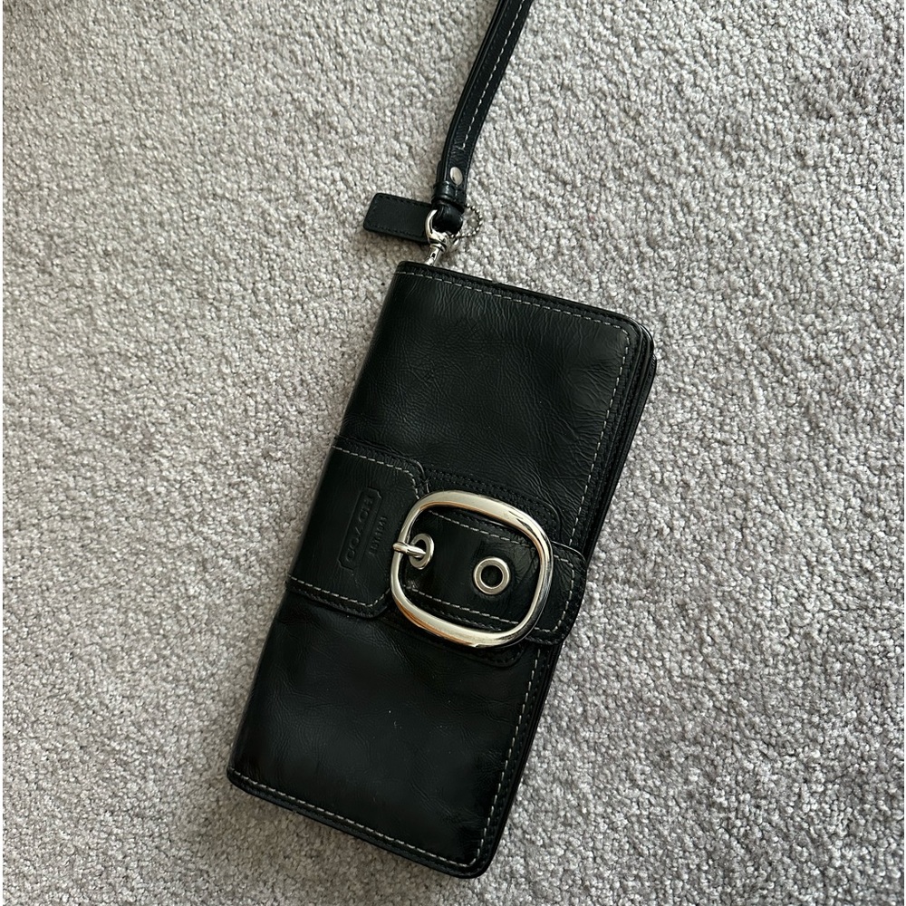 Vintage Coach wristlet. Black leather